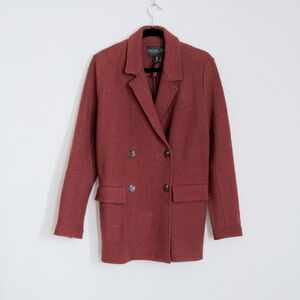 NWT Rachel Zoe Double Breasted Wool blend blazer jacket in Rust Size S